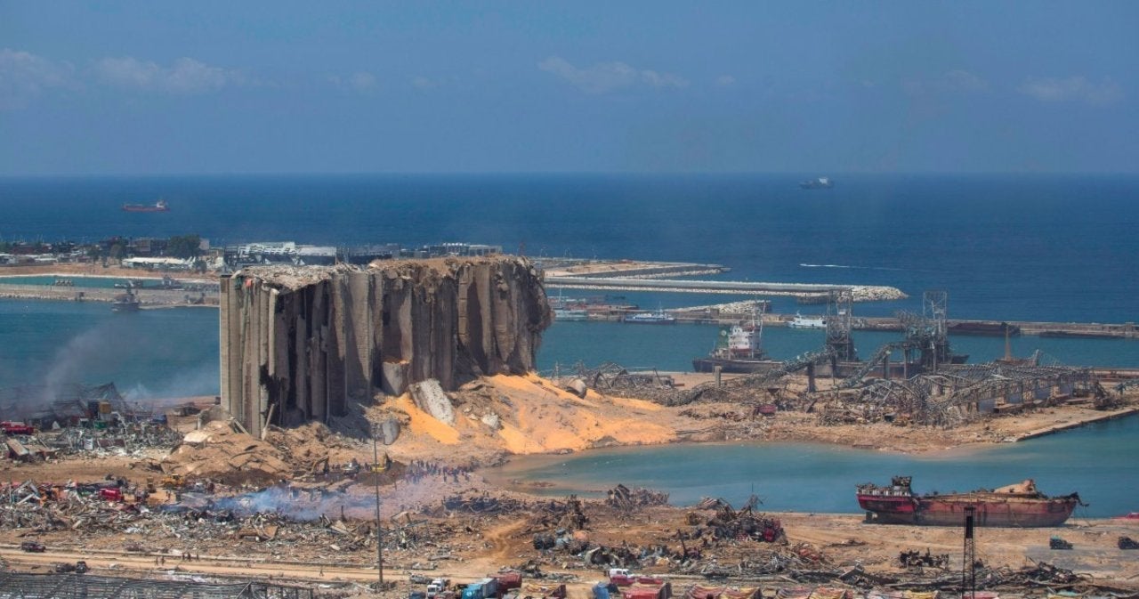 The crater caused by the explosion in Beirut.